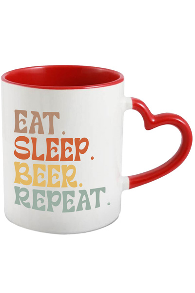StoryGift Romania Cana cu textul in engleza "Eat. Sleep. Beer. Repeat." - man...