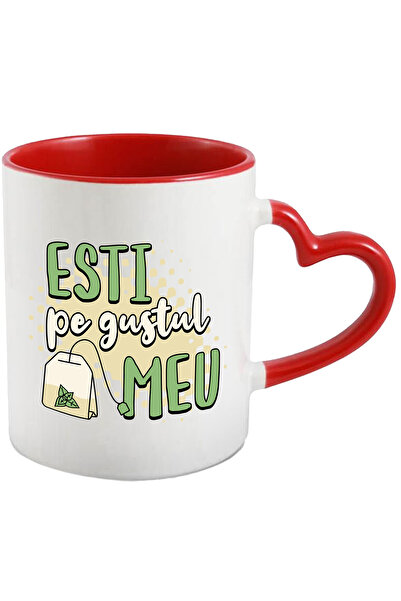 StoryGift Romania Cana cu Plic De Ceai Cu Menta Text Esti pe gustul Meu, Bautura Calda, Ceramica, , Cu Maner Negru STG