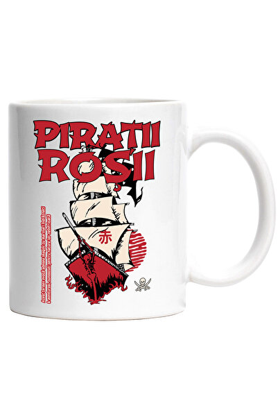 StoryGift Romania Cana pirații roșii corabie pe mare basme desne , 330ml, Cer...