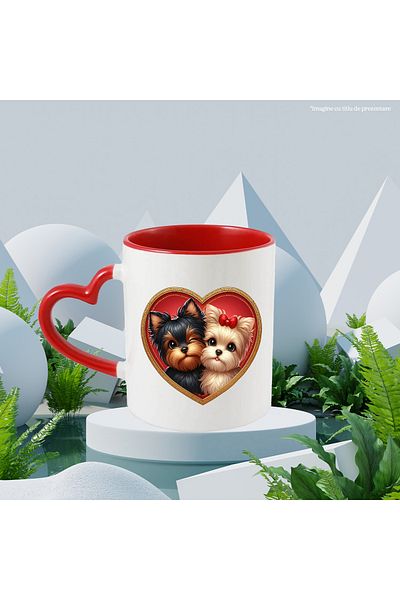 StoryGift Romania Mug with a puppy and a small puppy | illustration | furry | frame in f, Cu,STG
