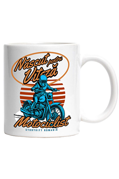 StoryGift Romania Cana motociclist nascut pentru viteza motor, 330ml, Ceramic...