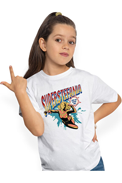 StoryGift Romania Tricou Copii Fete Super Stefania, SuperErou Sunt Aici Pentr...