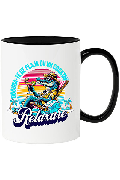 StoryGift Romania Cana cu Crocodil Cu Palarie Si Ochelari De Soare Pe Plaja, ...