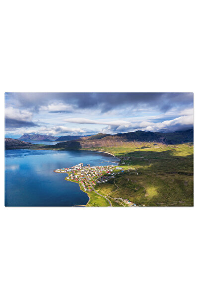 StoryGift Romania Tablou Canvas Islanda Vedere Aeriana Pe Rau In Peisajul Can...