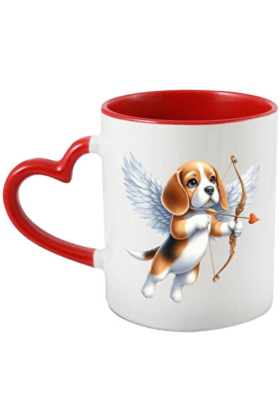 StoryGift Romania Cana cu un catel timid care trage cu arcul | are aripi si zboara | Cupidon | ind, Cu Maner Inim STG