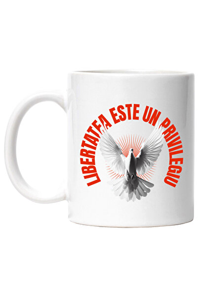 StoryGift Romania Cana cu Porumbel Alb Aripi Imense Simbol Puritate Text Libe...