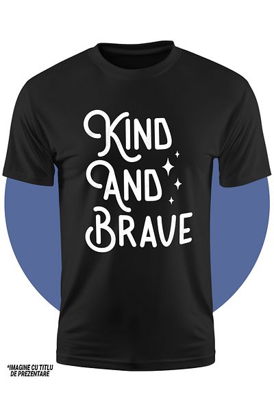 StoryGift Romania Tricou Copii cu stelute si 2 calitati scrise in limba engleza "Kind and brave" - bun si cu