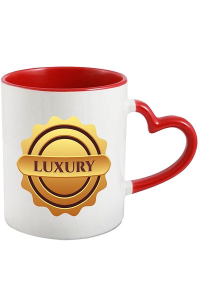 StoryGift Romania Cana Cu Mesaj In Engleza Luxury, De Lux, Emblema, Multicolor 330 ml, Ceramica cu, Cu Maner Inim STG