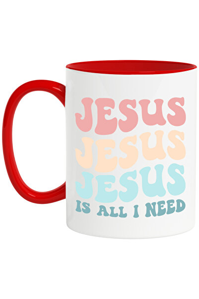 StoryGift Romania Cana cu mesajul "Jesus is all I need" - Iisus este tot ce imi trebuie cu Maner R, Cu Maner Rosu STG
