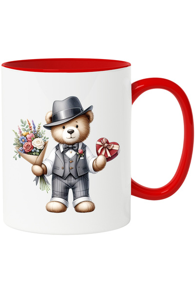 StoryGift Romania Cana cu un urs de plus care tine un buchet cu flori si o cu...