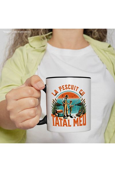 StoryGift Romania Mug with Father and Son Fishing in the Nature Pond, Over Text Fishing with My Father,, With ,STG.