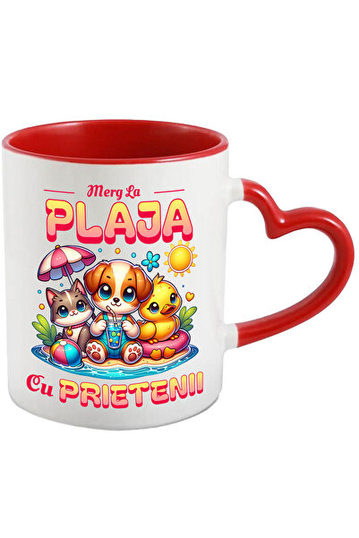 StoryGift Romania Cana cu Caine Pisica Si Ratusca Cu Colac Pe Plaja Cu Priete...