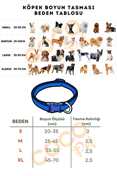 Cocopet İsimli Köpek Boyun Tasması Tüm ırklar için