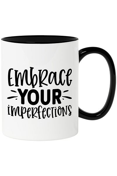 StoryGift Romania Cana cu mesaj care te indeamna sa iti imbratisezi imperfectiunile cu Maner Negru, Cu Maner Negru STG
