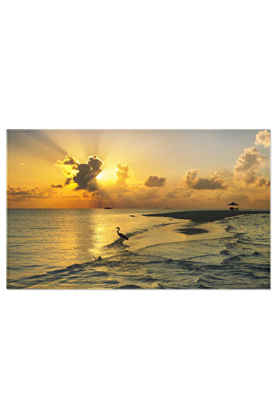 StoryGift Romania Tablou Canvas Apus In Maldive, Oceanul Indian, Ari Atoll, Maldive, Apus, Lagon, Nisip, Heron. 4