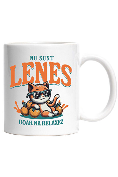 StoryGift Romania Cana cu Pisica portocalie Cu Ochelari De Soare text Nu Sunt...