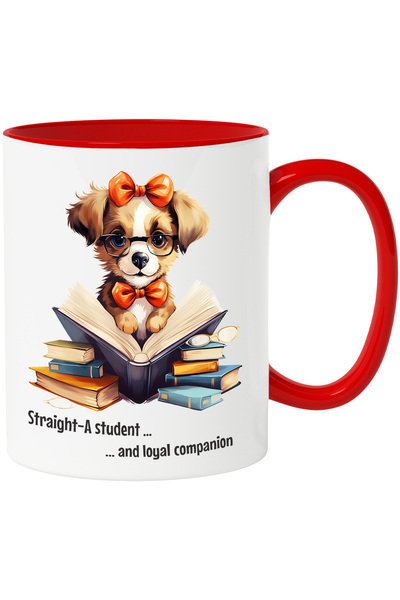 StoryGift Romania Cana cu un catel care tine o carte deschisa | ochelari | si...