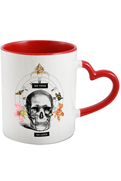 StoryGift Romania Cana Cu Mesaj In Engleza No Time To Lose, Craniu, Flori, Pa...