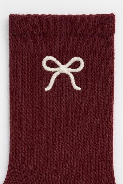 AYDK Bow Ribbon Embroidered Stylish Clothing Women's College Tennis Socket Socks Cotton