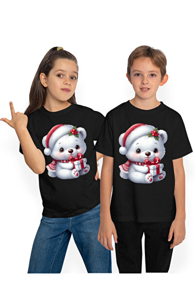 StoryGift Romania Tricou Copii cu un ursulet polar care tine un cadou in brat...