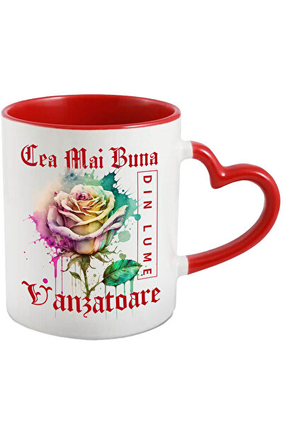 StoryGift Romania Cana Cu Textul Cea Mai Buna Vanzatoare, Din Lume, Floare, T...