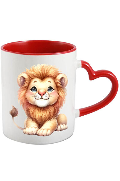 StoryGift Romania Cana cu un pui de leu vesel | ilustratie | cuminte | regele animalelor | invata , Cu Maner Inim STG