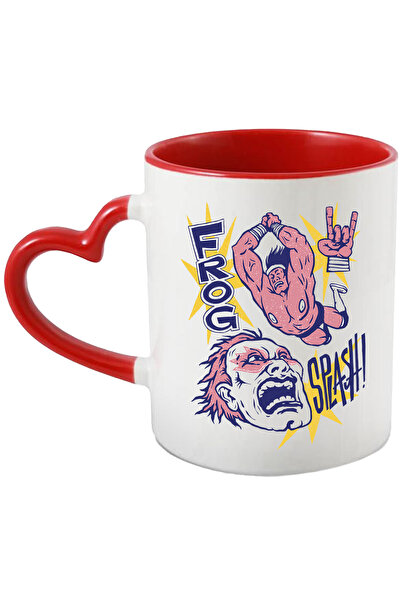 StoryGift Romania Cana Cu Mesaj In Engleza Frog Splash, Wrestling, Luptatori, Multicolor 330 ml, C, Cu Maner Inim STG