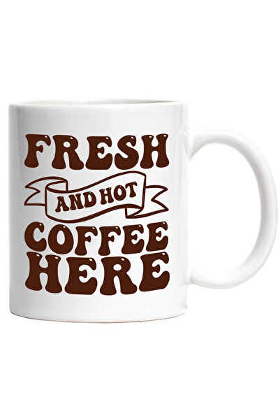 StoryGift Romania Cana cu textul "Fresh and hot coffee here" - cafea proaspat...