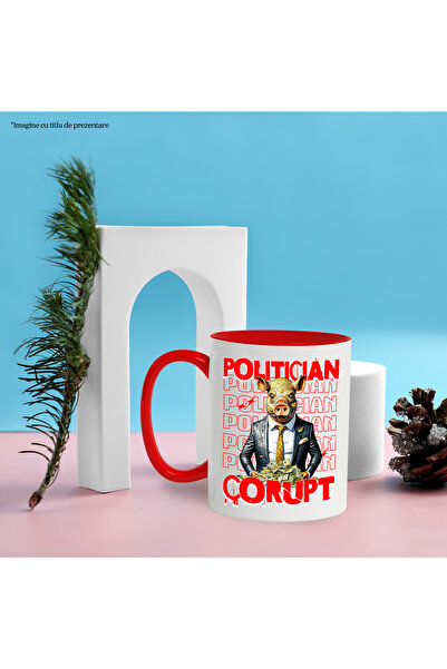 StoryGift Romania Mug Pig in Suit and Stack of Money Text Corrupt Politician, 330ml, Ceramic with M, With, STG.
