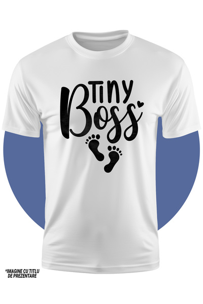 StoryGift Romania Children's T-shirt with heart and footprints with the text "Tiny boss" - little boss baby 100% B