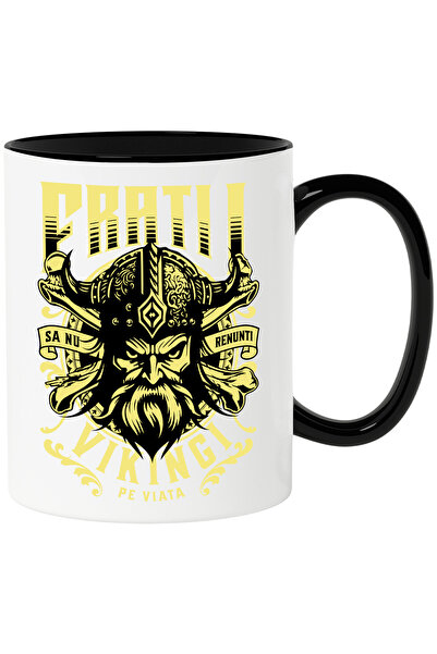 StoryGift Romania Cana Cap de razboinic Fratii-vikingi motivational , 330ml, ...