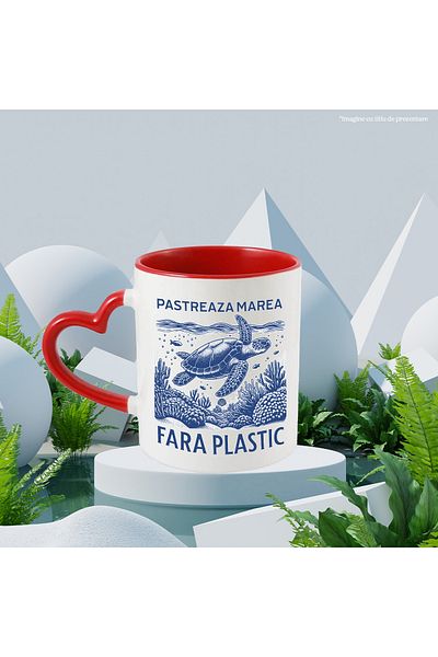 StoryGift Romania Keep the sea plastic-free, turtle mug, 330ml, Ceramic with Handle in, with, STG.