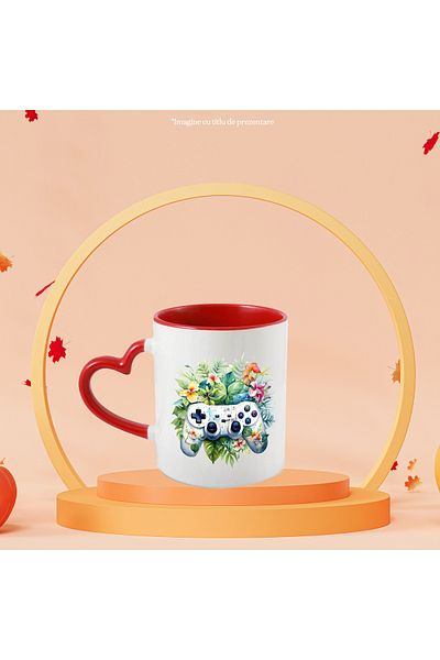 StoryGift Romania Mug with an old controller, illustration, retro style, old, flowers, plants, reminder, With ,STG