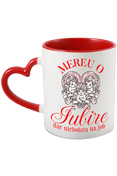 StoryGift Romania Cana mereu o iubirea dar niciodata un job, lumea moderna haios, 330ml, Ceramica , Cu Maner Inim STG
