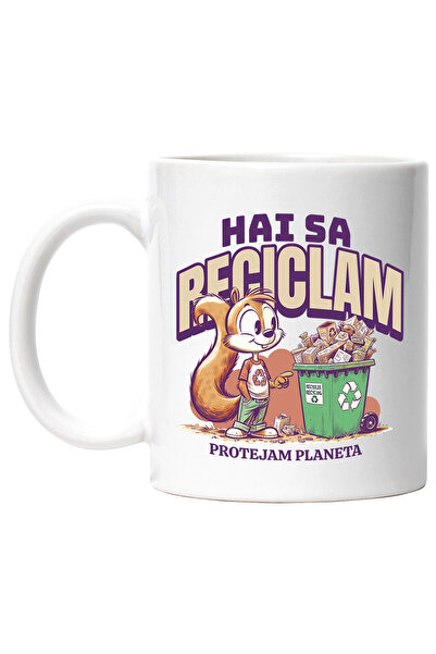 StoryGift Romania Cana hai sa reciclam protejam planeta, 330ml, Ceramic cu Ma...