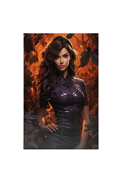 StoryGift Romania Tablou Canvas: Portret Femin Fantastic In Tinuta Neagra Inconjurata De Copaci Prin Care Patrun