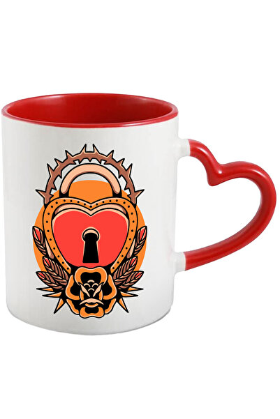 StoryGift Romania Cana Cu Inima, Lacat, Tepi, Pene, Floare, Frunze, Multicolo...