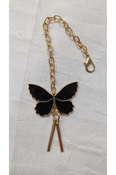 rüya hobi Black Butterfly Model Bag Ornament-Chain-Enamel-Gold-Bag Charm-
