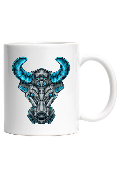 StoryGift Romania Cana Cu Cap De Taur, Coarne, Robot, SF, Cyberpunk, Cabluri,...