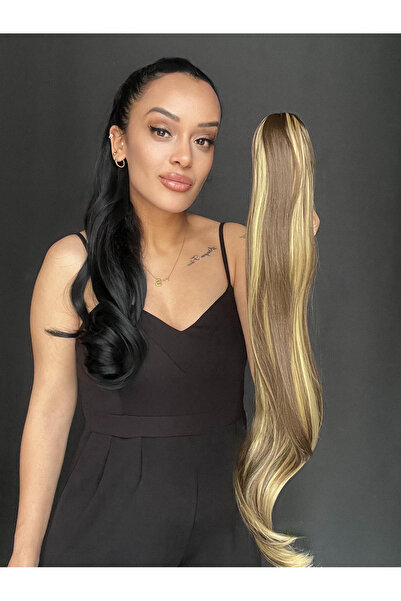 Suzan Peruk Röfleli Kumral Sarı Tokalı Mandallı At Kuyruğu Postiş