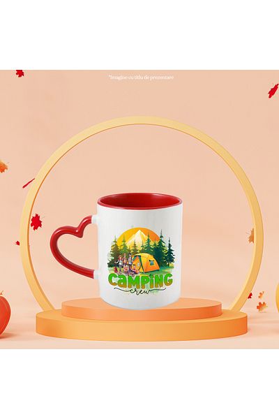 StoryGift Romania Mug with the message "Camping crew", travel, illustration, nature, team, tent, pad, With ,STG