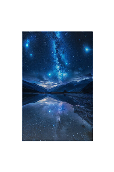 StoryGift Romania Tablou Canvas: Un Lac Cu Cer Instelat Si Munti - Noapte Mon...