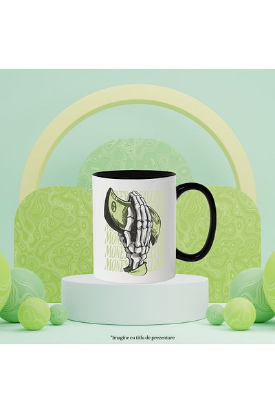 StoryGift Romania Mug With Message In English Money Calling, Money, Hand, Skeleton, Multicolor 330 ml, , With ,STG
