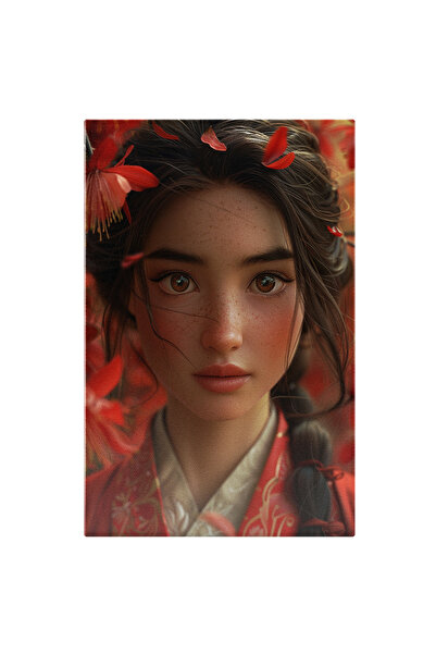 StoryGift Romania Tablou Canvas: Caracter Feminin Animat Cu Ochi Mari Și Fund...