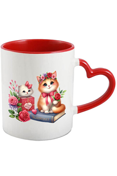 StoryGift Romania Cana cu 2 pisicute fericite | ilustratie | trandafiri | ini...