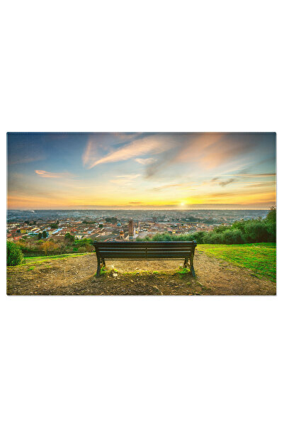 StoryGift Romania Tablou Canvas Banca In Parc La Apus Pietrasanta, Versilia, ...