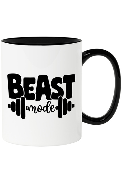 StoryGift Romania Cana cu haltera si textul in engleza "Beast mode" - modul b...