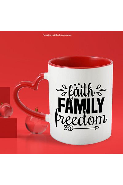 StoryGift Romania Mug with the message in English "Faith, family, freedom" - faith, family, freedom, With ,STG