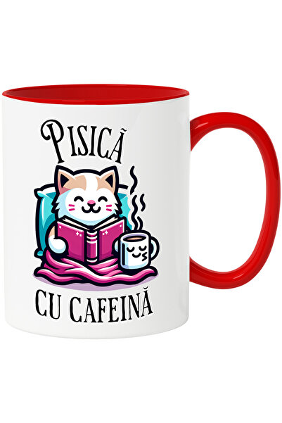StoryGift Romania Cana Pisica cu cafeina citind, o vineri seara perfecta, iub...