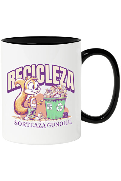 StoryGift Romania Cana recicleaza veverita sorteaza gunoiul poluare, 330ml, C...